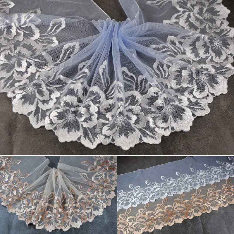6Meter/lot 20cm wide light blue khaki soft mesh embroidered lace accessories dress headdress clothing trim lace SC463
6Meter/lot 20cm wide light blue khaki soft mesh embroidered lace accessories dress headdress clothing trim lace SC463