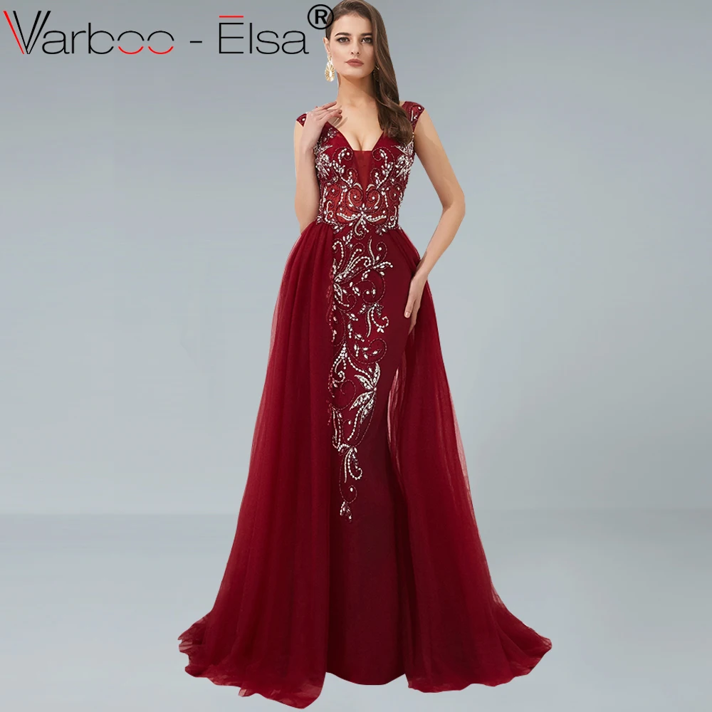 VARBOO_ELSA Saudi Arabic Prom Dresses 2019 V Neck Crystal Beading Backless sleeveless Burgundy Elegant Formal Evening Party Gown
VARBOO_ELSA Saudi Arabic Prom Dresses 2019 V Neck Crystal Beading Backless sleeveless Burgundy Elegant Formal Evening Party Gown