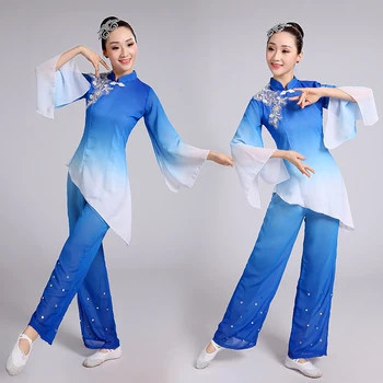 New Chiffon Yangko Costume Chinese Folk Dance Classical Dance Clothes Natinal Umbrella Dance Wear Fan Dance Stage Costume
New Chiffon Yangko Costume Chinese Folk Dance Classical Dance Clothes Natinal Umbrella Dance Wear Fan Dance Stage Costume
