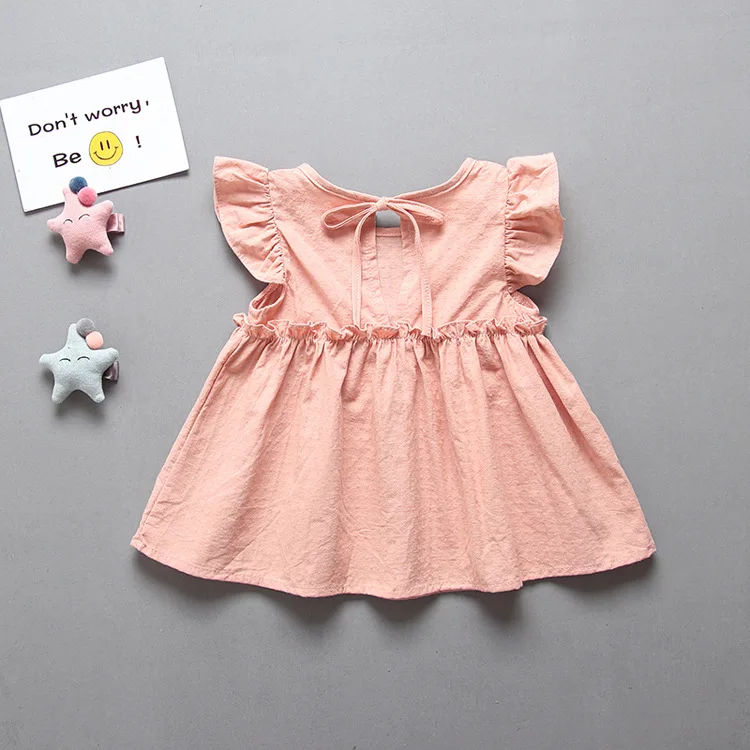 LILIGIRL Ruffle Sleeve Kids Summer Dress for Girls Blouses Tops Linen Elegant Princess Party Dresses 2019 Baby Shirts Clothes 9