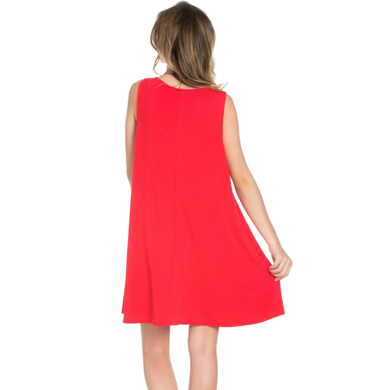 Sleeveless Swing Dress Coral (4)