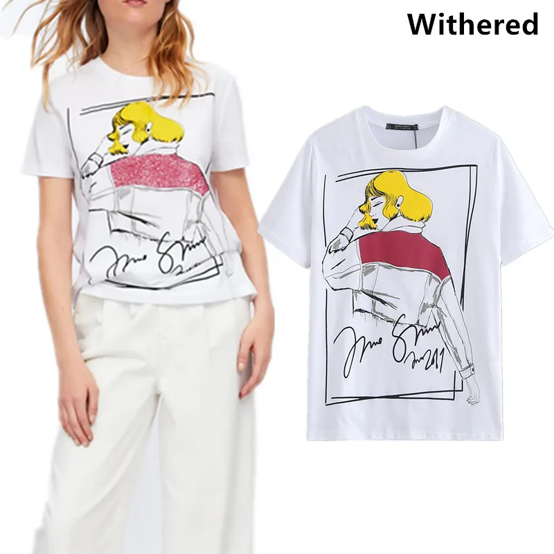 Withered 2019 t-shirt women england style summer print cartoon regular o-neck t shirt women tops plus size 0603
Withered 2019 t-shirt women england style summer print cartoon regular o-neck t shirt women tops plus size 0603