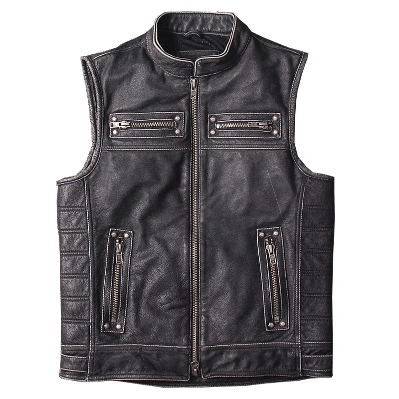 HARLEY DAMSON Vintage Black Men Motorcycle Leather Vest Plus Size 4XL Genuine Thick Cowhide Slim Fit Biker's Leather Vest
HARLEY DAMSON Vintage Black Men Motorcycle Leather Vest Plus Size 4XL Genuine Thick Cowhide Slim Fit Biker's Leather Vest