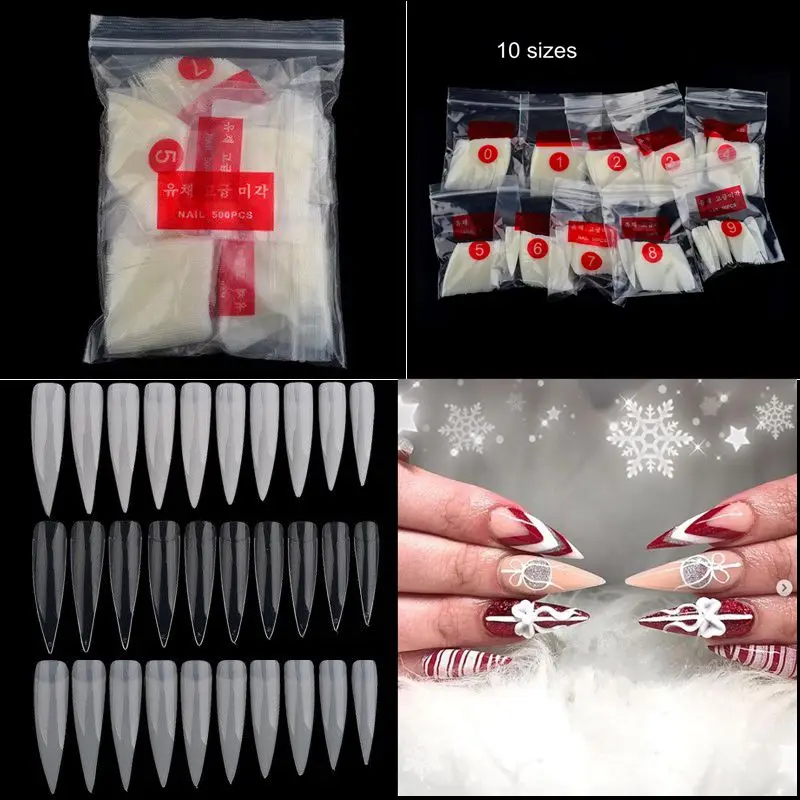 500Pcs Stiletto Long False Nails Tips White/ Clear / Natural Half Cover Fake Nails Salon Tips 10 Sizes For Nail Extension #NT04#
500Pcs Stiletto Long False Nails Tips White/ Clear / Natural Half Cover Fake Nails Salon Tips 10 Sizes For Nail Extension #NT04#