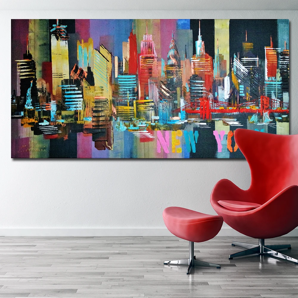 SELFLESSLY New York City Abstract Painting Canvas Poster Print For Living Room Wall Art Colorful City Decoration Quadros Unframe
SELFLESSLY New York City Abstract Painting Canvas Poster Print For Living Room Wall Art Colorful City Decoration Quadros Unframe