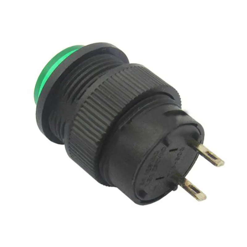 

5pcs R16-503B round no lock switch self reset green push button switches screw 2 pins 16mm 3A/250V wholesale