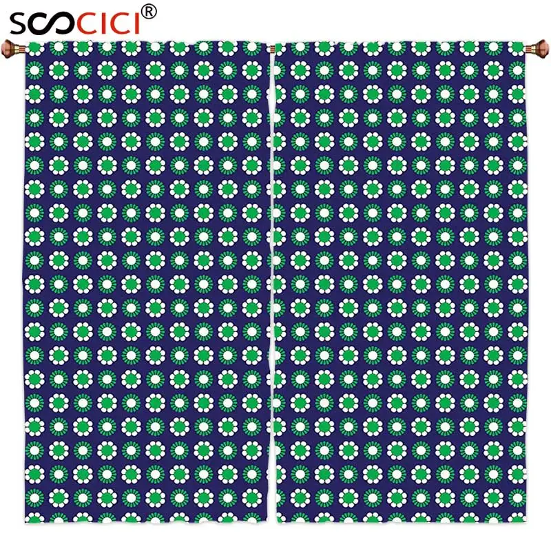 Window Curtains Treatments 2 Panels,Navy Blue Decor Cute Floral and Point Design with Green Round Abstract Pattern Navy Green
Window Curtains Treatments 2 Panels,Navy Blue Decor Cute Floral and Point Design with Green Round Abstract Pattern Navy Green