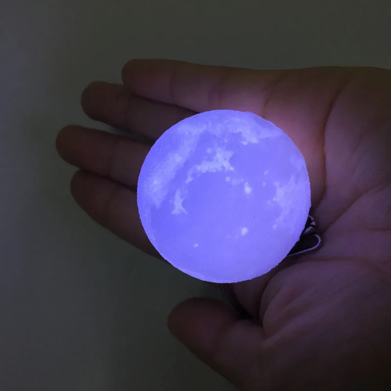 Mini 3D Print Moon Lamp 4cm LED Night Lights Novelty Moon Lamps Keychain Button Battery Powered Key Holder Bag Pendant Baby Gift (3)