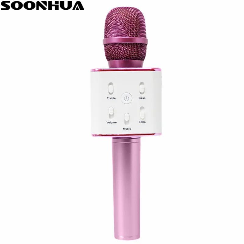 

SOONHUA Q7 Handheld Wireless Karaoke Microphone Bluetooth Speaker 2-in-1 Portable KTV Player Recording Mic for iOS Android Phone