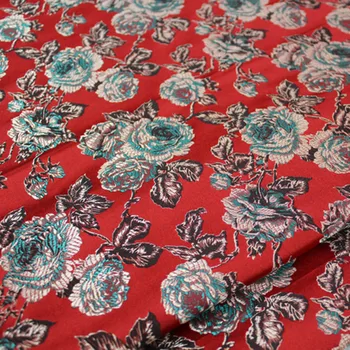 

CF401 1Yard Red Peony Brocade Jacquard Fabric Chinese Silk Brocade Fabric For Women Cheongsam Qipao Fabric Wedding Dress Fabrics