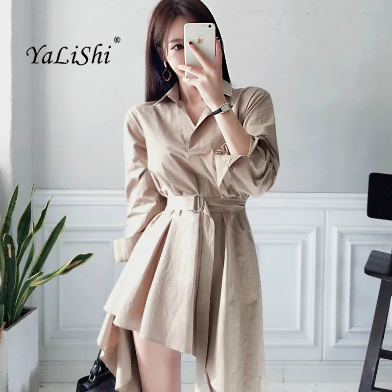 Solid Plus Size Asymmetrical Dress Women Autumn Khaki Full Sleeve Turn-down Collar Casual Shirt Mini Dress Office Short Dresses
Solid Plus Size Asymmetrical Dress Women Autumn Khaki Full Sleeve Turn-down Collar Casual Shirt Mini Dress Office Short Dresses