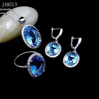 925 Sterling Silver Jewelry Sets Blue Cubic Zirconia For Women Wedding Decoration Drop Earrings/Pendant/Ring/Necklace Set
925 Sterling Silver Jewelry Sets Blue Cubic Zirconia For Women Wedding Decoration Drop Earrings/Pendant/Ring/Necklace Set