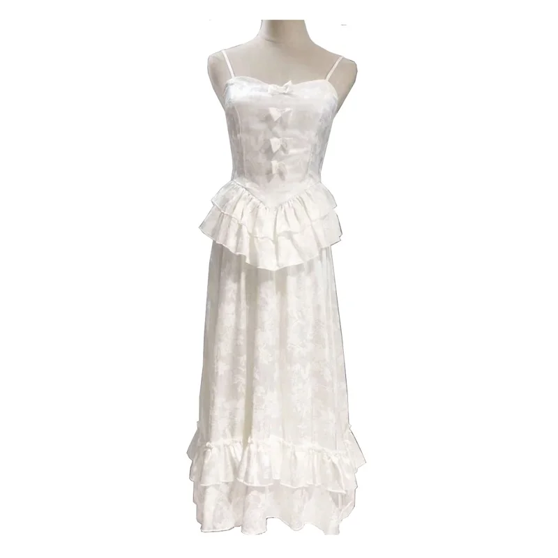PERHAPS U spaghetti strap bow ruffle lace sleeveless maxi dress vintage summer elegant D1158
PERHAPS U spaghetti strap bow ruffle lace sleeveless maxi dress vintage summer elegant D1158