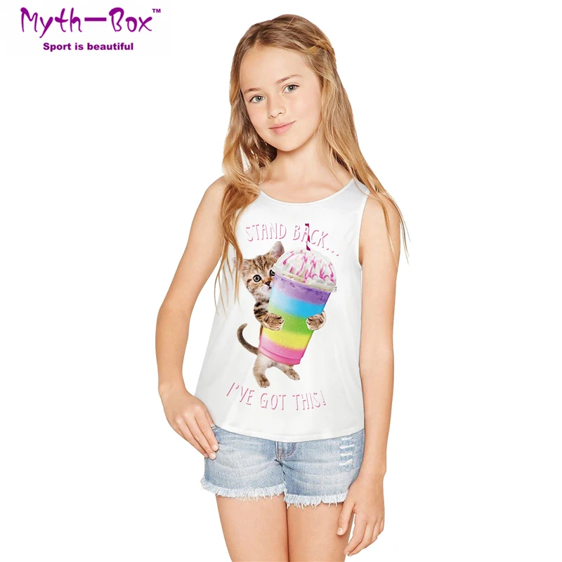 Children's Vest Big Girl Sportwear Sleeveless Shirt Cat 3D Print Icecream 7-14y Girls Running Tops Junior Tank Tops Child Blouse
Children's Vest Big Girl Sportwear Sleeveless Shirt Cat 3D Print Icecream 7-14y Girls Running Tops Junior Tank Tops Child Blouse