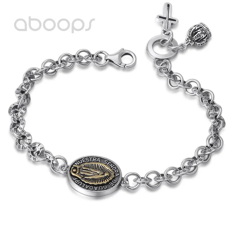 Vintage 925 Sterling Silver Link Chain Bracelet with Virgin Mary Crown Cross Charms for Women Girls 19cm Free Shipping
Vintage 925 Sterling Silver Link Chain Bracelet with Virgin Mary Crown Cross Charms for Women Girls 19cm Free Shipping