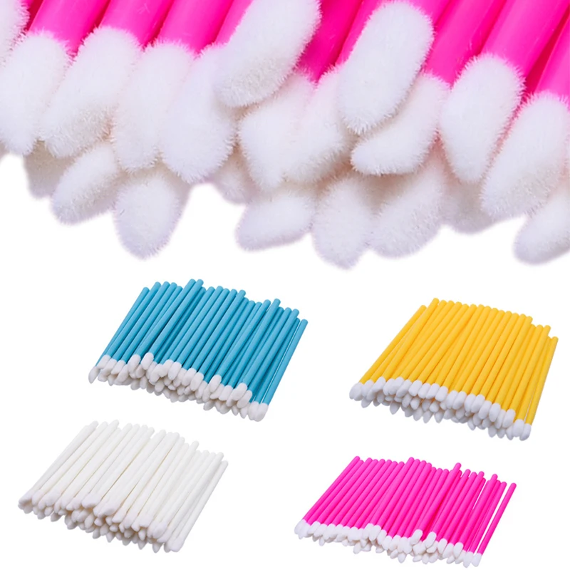 

50pcs Lipbrush Makeup Brushes Disposable Cosmetic Lip Brush Lipstick Gloss Wands Applicator Make Up Brush tools 4colors