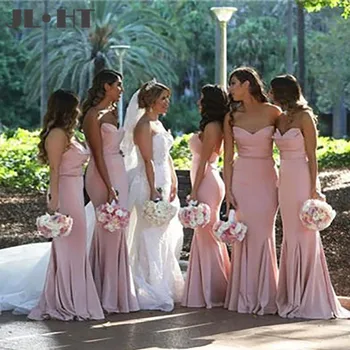 Sexy Pink Bridesmaids Dresses Long Mermaid Slim Line Strapless Sleeveless Open Back Ruched Satin Bridesmaids Dress Plus Size
Sexy Pink Bridesmaids Dresses Long Mermaid Slim Line Strapless Sleeveless Open Back Ruched Satin Bridesmaids Dress Plus Size