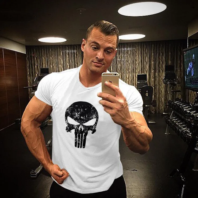 Punisher print Brand clothing Tight t-shirt homme Gyms t shirt men cotton skull tshirt Bodybuilding fitness crossfit Summer top
Punisher print Brand clothing Tight t-shirt homme Gyms t shirt men cotton skull tshirt Bodybuilding fitness crossfit Summer top