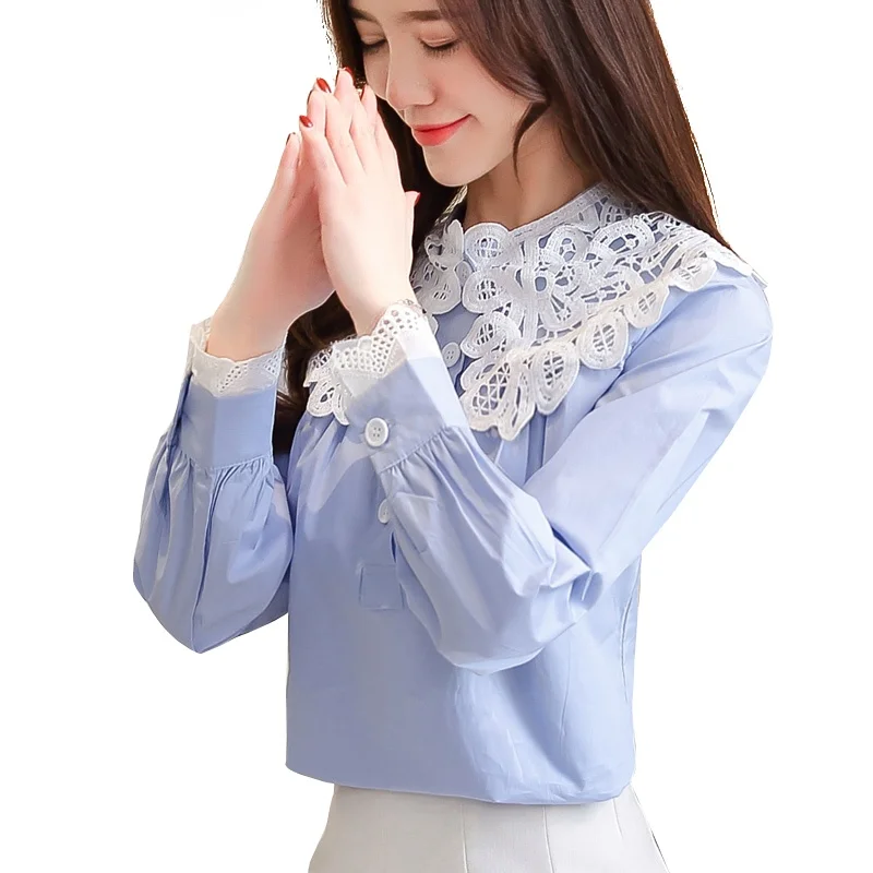 Fashion Woman Blouses Women's Shirt Doll Collar Slim Cotton Shirt Female Lace Stitching Shirts Blusas
Fashion Woman Blouses Women's Shirt Doll Collar Slim Cotton Shirt Female Lace Stitching Shirts Blusas