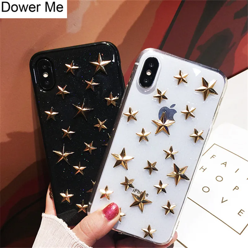 Dower Me New Fashion 3D Metal Pentagram Spikes Stud Rivet Stars Glitter Soft TPU Phone Case Cover For Iphone X 8 7 6 6S Plus
Dower Me New Fashion 3D Metal Pentagram Spikes Stud Rivet Stars Glitter Soft TPU Phone Case Cover For Iphone X 8 7 6 6S Plus
