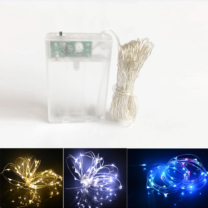 LED String lights 10M 5M 2M Silver Wire Garland Home Christmas Wedding Party Decoration Powered by AA Battery Fairy light
LED String lights 10M 5M 2M Silver Wire Garland Home Christmas Wedding Party Decoration Powered by AA Battery Fairy light
