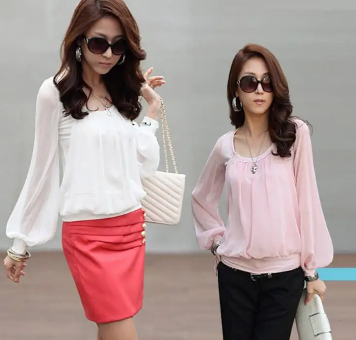 Spring Autumn Office Work OL Chiffon Blouses Women Long Lantern Sleeve Round Collar Chiffon Shirts Women White Pink Tops
Spring Autumn Office Work OL Chiffon Blouses Women Long Lantern Sleeve Round Collar Chiffon Shirts Women White Pink Tops