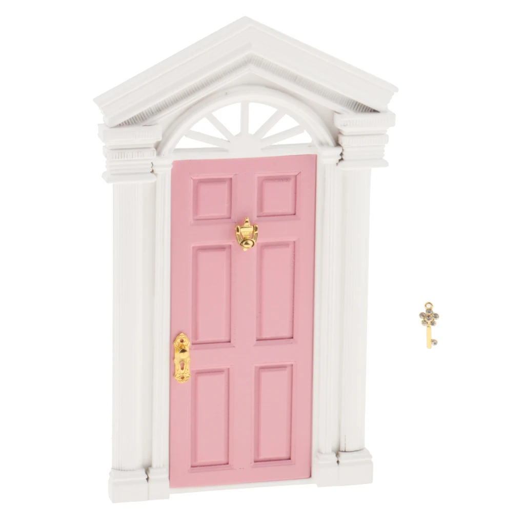 DIY 1:12 Dollhouse Miniature Wooden European-style Villa Gate Door 1/12 Doll House Decor Furniture Toys for Children Kids Gift