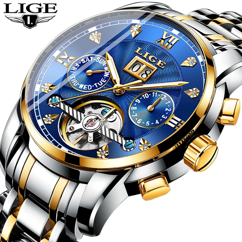 LIGE Men Watches Automatic Mechanical Watch Fashion Diamond Clock Male Stainless Steel Waterproof Watch Men Relogio Masculino
LIGE Men Watches Automatic Mechanical Watch Fashion Diamond Clock Male Stainless Steel Waterproof Watch Men Relogio Masculino
