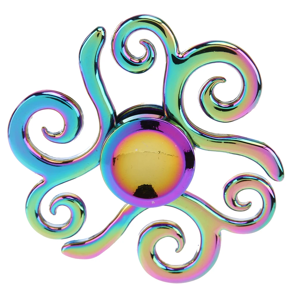 

Rainbow Metal Puzzle Fidget Hand Spinner Zinc Alloy EDC Tri Fidget Gyro Finger Toy for ADHD Autism Anxiety Stress Relief