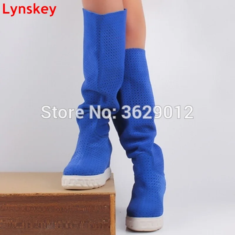 Lynskey New Fashion Women Style Height Increasing Round Toe Knee High Boots Blue/Red/Black Suede Platform Lady Slip-on Boots
Lynskey New Fashion Women Style Height Increasing Round Toe Knee High Boots Blue/Red/Black Suede Platform Lady Slip-on Boots