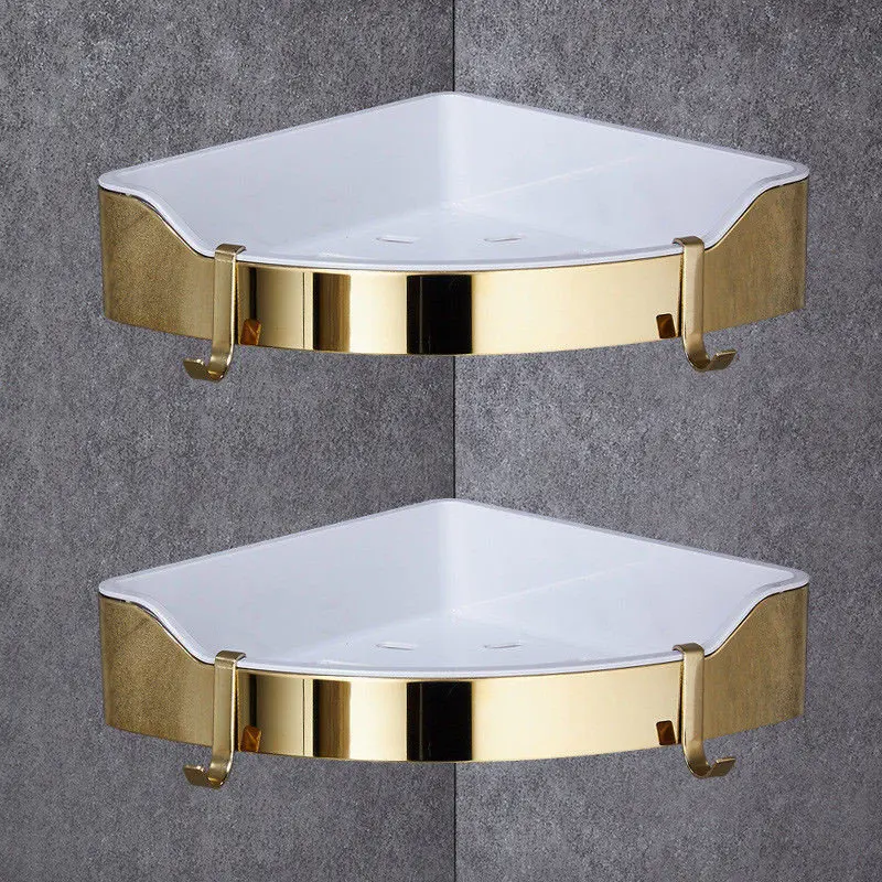 Golden-Stainless-Steel-ABS-Plastic-Bathroom-Shelves-Brushed-Chrome-Wall-Mount-triangle-Shower-Caddy-Rack-Bath (5)