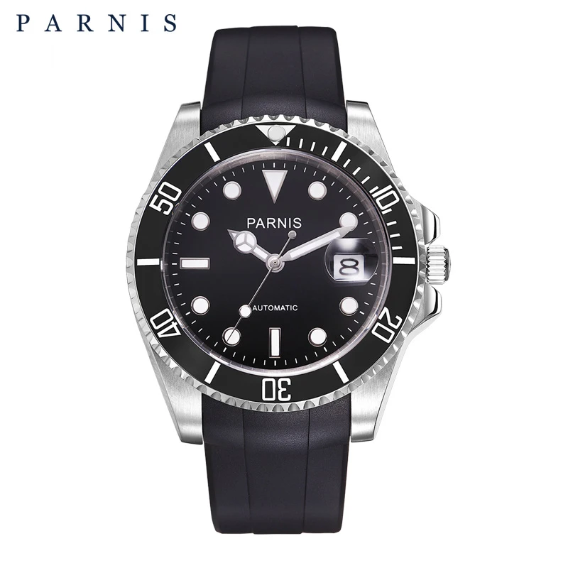40mm Mechanical Watches for Men 10Bar with Black Rubber Strap Bezel Ceramic Sports Watch Man Automatic Miyota 8215 Parnis
40mm Mechanical Watches for Men 10Bar with Black Rubber Strap Bezel Ceramic Sports Watch Man Automatic Miyota 8215 Parnis