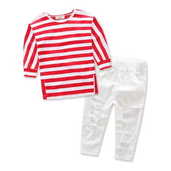 baby girl clothes 2018 Autumn Fashion Style Girls Clothing Set Red and White Stripes Tops+white Pants 2pcs Kids Clothes For 2-7Y
baby girl clothes 2018 Autumn Fashion Style Girls Clothing Set Red and White Stripes Tops+white Pants 2pcs Kids Clothes For 2-7Y