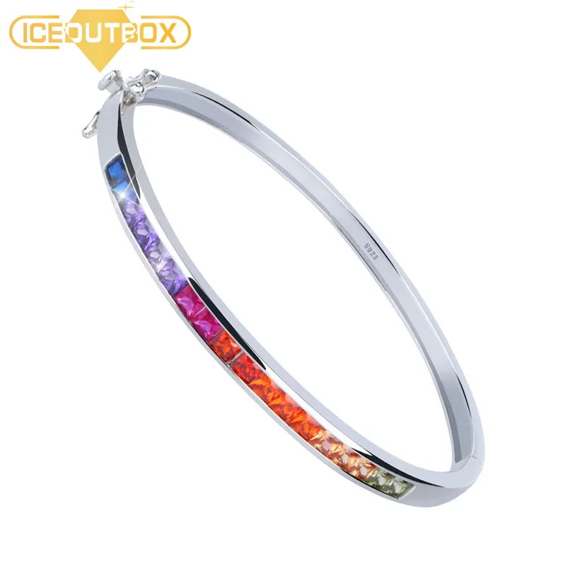 Fashion 925 Sterling Silver Bracelet Bangle With Colorful Crystal Trendy Design Rainbow Rhinestone Engagement Jewelry For Women
Fashion 925 Sterling Silver Bracelet Bangle With Colorful Crystal Trendy Design Rainbow Rhinestone Engagement Jewelry For Women