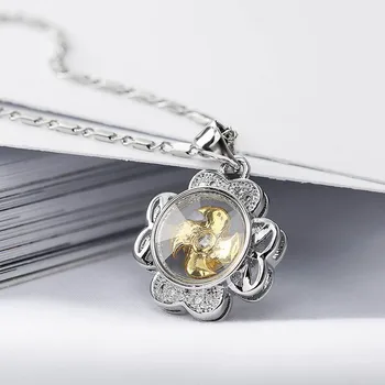 BeUrSelf Four Leaf Clover Pendant Necklace Zircon Paved Best Wish Lucky Rotatable Windmill Copper Jewelry for Women Fashion Gift 
BeUrSelf Four Leaf Clover Pendant Necklace Zircon Paved Best Wish Lucky Rotatable Windmill Copper Jewelry for Women Fashion Gift