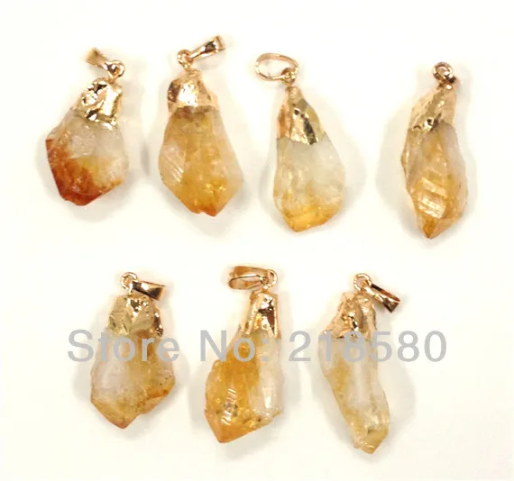 H-CP04 10pcs Citrin e Point Pendant Raw Citrin e Edged with Gold 30-35mm Long
H-CP04 10pcs Citrin e Point Pendant Raw Citrin e Edged with Gold 30-35mm Long