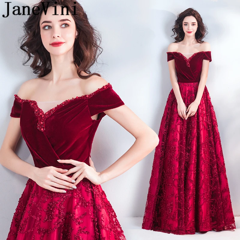 JaneVini Vestidos Vintage Burgundy Velvet Mother of the Bride Dresses A Line Boat Neck Beaded Satin Evening Gowns Floor Length
JaneVini Vestidos Vintage Burgundy Velvet Mother of the Bride Dresses A Line Boat Neck Beaded Satin Evening Gowns Floor Length