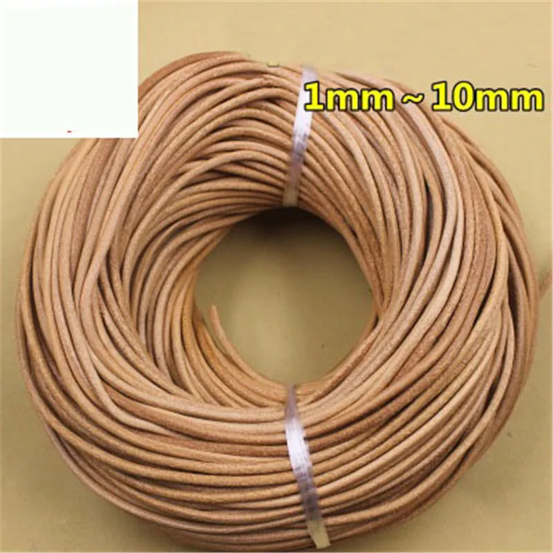 

2m/lot 1mm 2mm 3mm 4mm 5mm 6mm 8mm Round Genuine Cow Leather Cord Necklace Findings Leather Rope String For Diy Jewelry Making