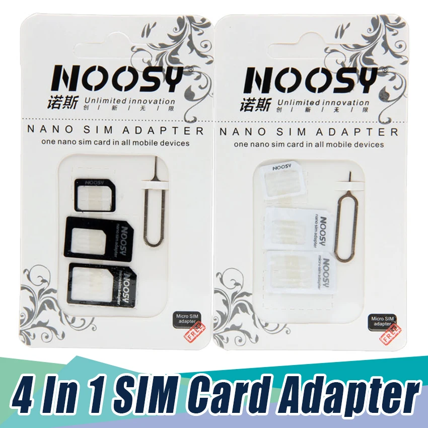 noosy 4 In 1 Nano SIM card to Micro SIM Nano Micro to mini sim adapter for iphone samsung sim card sleeve adapter 1000 set/lot
noosy 4 In 1 Nano SIM card to Micro SIM Nano Micro to mini sim adapter for iphone samsung sim card sleeve adapter 1000 set/lot