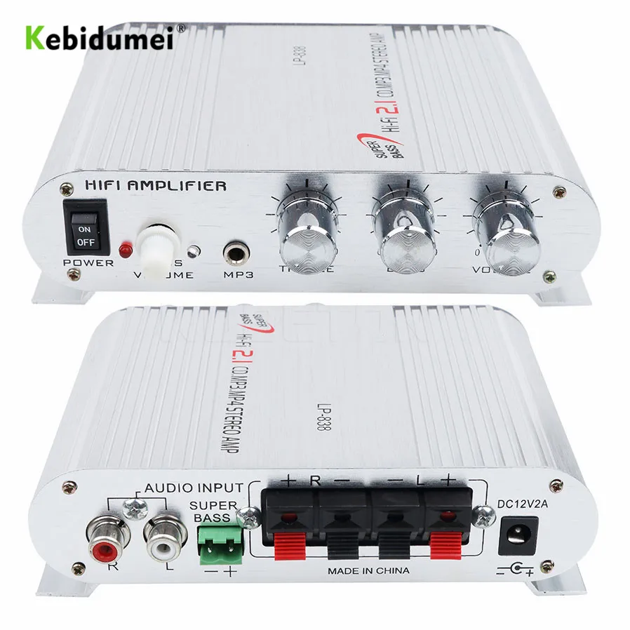 Car 3 Channel Amplifier Stereo Mega Bass LP-838 12V 300W Hi-Fi Connect With Phone PC DVD Player MP3 MP4 Portable Subwoofer
Car 3 Channel Amplifier Stereo Mega Bass LP-838 12V 300W Hi-Fi Connect With Phone PC DVD Player MP3 MP4 Portable Subwoofer