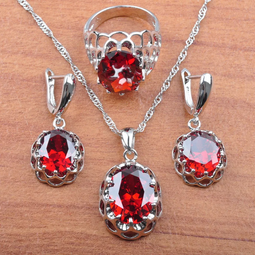 Sliver 925 Costume Jewelry Sets 2019 Red Garnet Cubic Zirconia For Women Wedding Jewelry Rings/Earrings/Pendant Necklace JS0164
Sliver 925 Costume Jewelry Sets 2019 Red Garnet Cubic Zirconia For Women Wedding Jewelry Rings/Earrings/Pendant Necklace JS0164