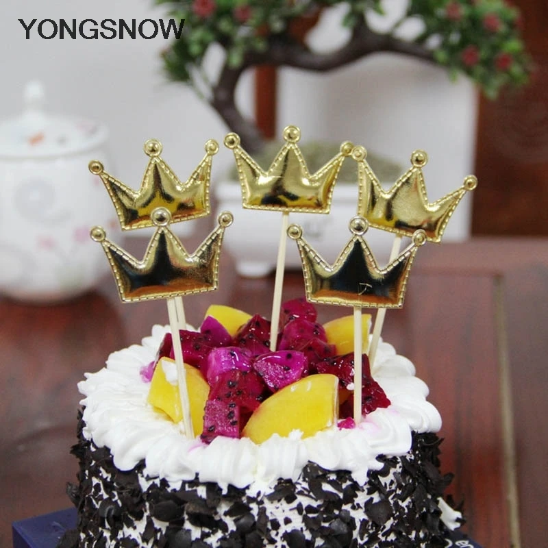 10pcs/lot Mini Lovely Crown Cake Toppers Birthday Decoration Cupcake Flag Baby Shower Wedding Party Decor Supplies | Дом и сад