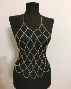 Fashion Gold color Net Grid Tassel Harness Necklace Body Jewelry Sexy Bikini Belly Waist Metal alloy Bra Chain Body jewelry
Fashion Gold color Net Grid Tassel Harness Necklace Body Jewelry Sexy Bikini Belly Waist Metal alloy Bra Chain Body jewelry