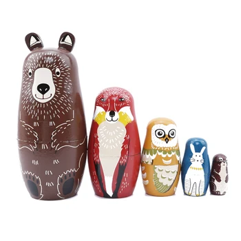 5PCS/Set Animal Russian Dolls Wooden Bear Owl Rabbit Pattern Fun Matryoshka Dolls Baby Story Accessory Doll Toys
5PCS/Set Animal Russian Dolls Wooden Bear Owl Rabbit Pattern Fun Matryoshka Dolls Baby Story Accessory Doll Toys