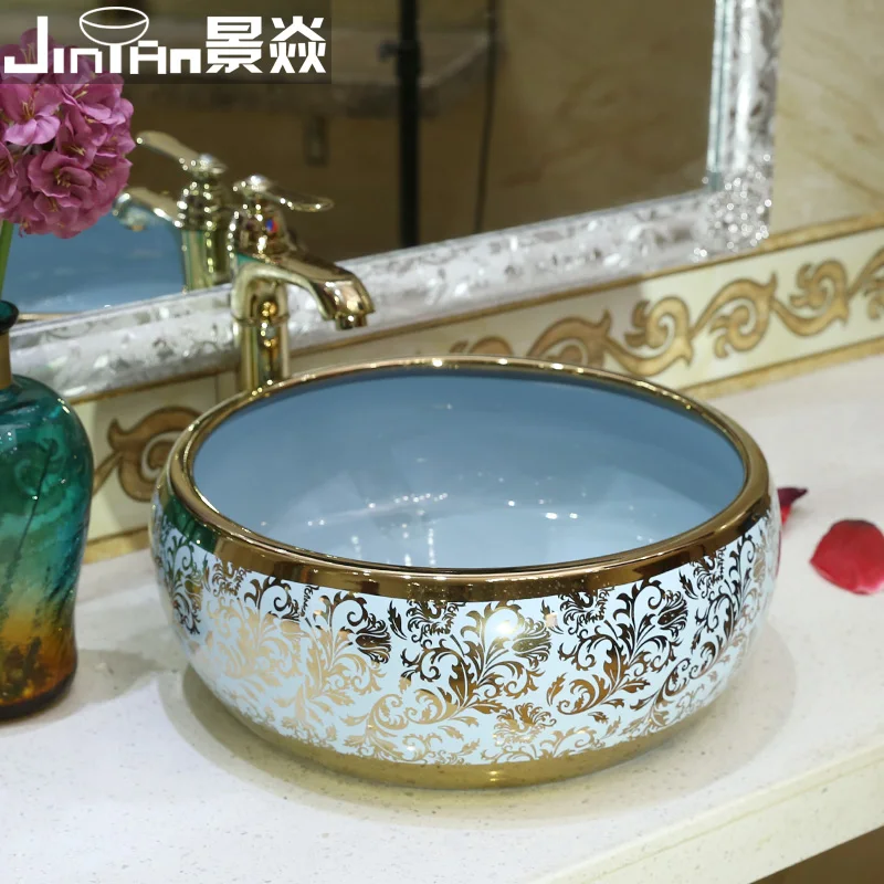 Jing Yan face Jingdezhen ceramic art basin stage basin wash basin wash basin spread Gold Art
Jing Yan face Jingdezhen ceramic art basin stage basin wash basin wash basin spread Gold Art
