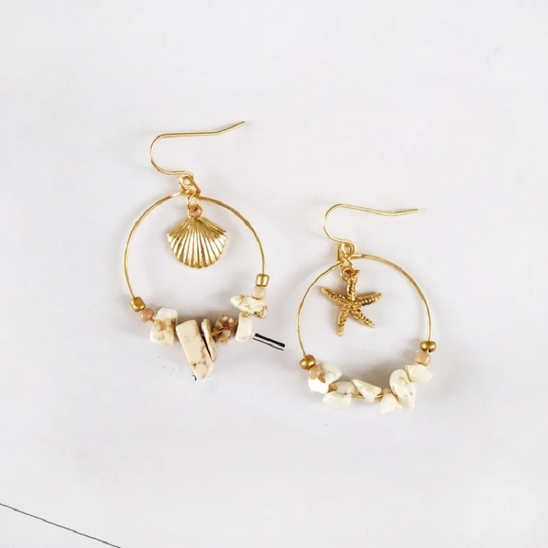 Fashion Sea Shell Sterfhish Dangle Earrings Round Circle With Stone Beads Earring For Women Trendy Summer Beach Seabeach Jewelry
Fashion Sea Shell Sterfhish Dangle Earrings Round Circle With Stone Beads Earring For Women Trendy Summer Beach Seabeach Jewelry
