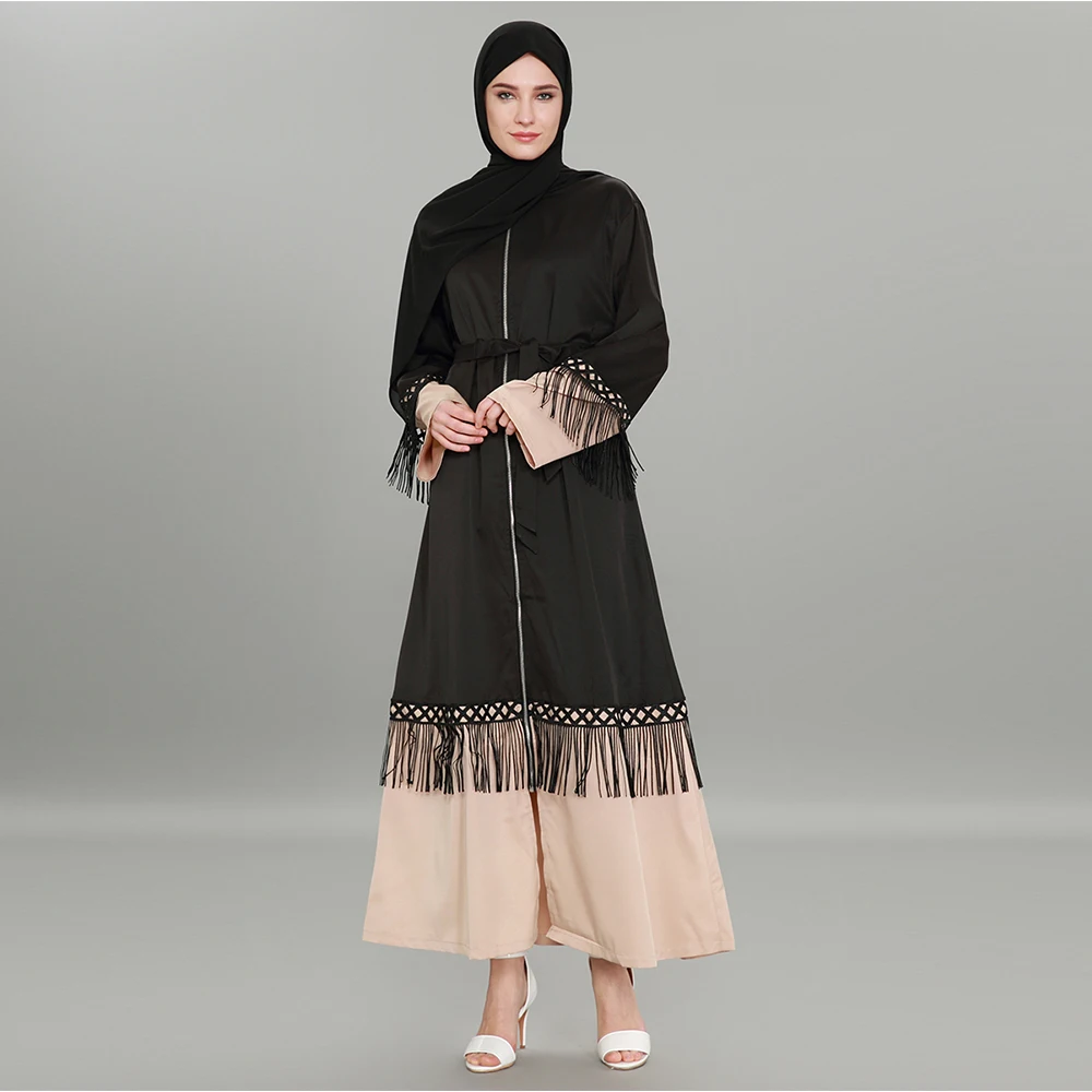 Middle Eastern fashion Muslim cardigan Lace stitching long sleeve tie robes 1585
Middle Eastern fashion Muslim cardigan Lace stitching long sleeve tie robes 1585