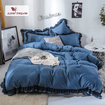 SlowDream Luxury Bedding Set Solid Color Lace Decorative Blue Bedspread Full Double Queen King Duvet Cover Set Silky Bed Sheet
SlowDream Luxury Bedding Set Solid Color Lace Decorative Blue Bedspread Full Double Queen King Duvet Cover Set Silky Bed Sheet