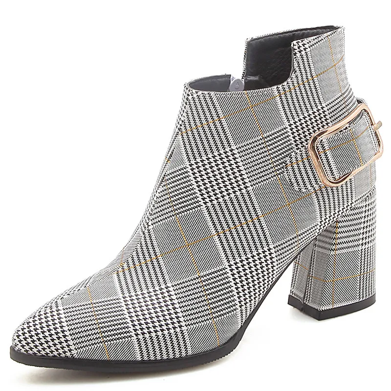 2019 Large Size Women Boots Fashion Plaid Pointed Toe High Heels Women's Shoes Sexy Autumn Winter Ankle Boots female
2019 Large Size Women Boots Fashion Plaid Pointed Toe High Heels Women's Shoes Sexy Autumn Winter Ankle Boots female