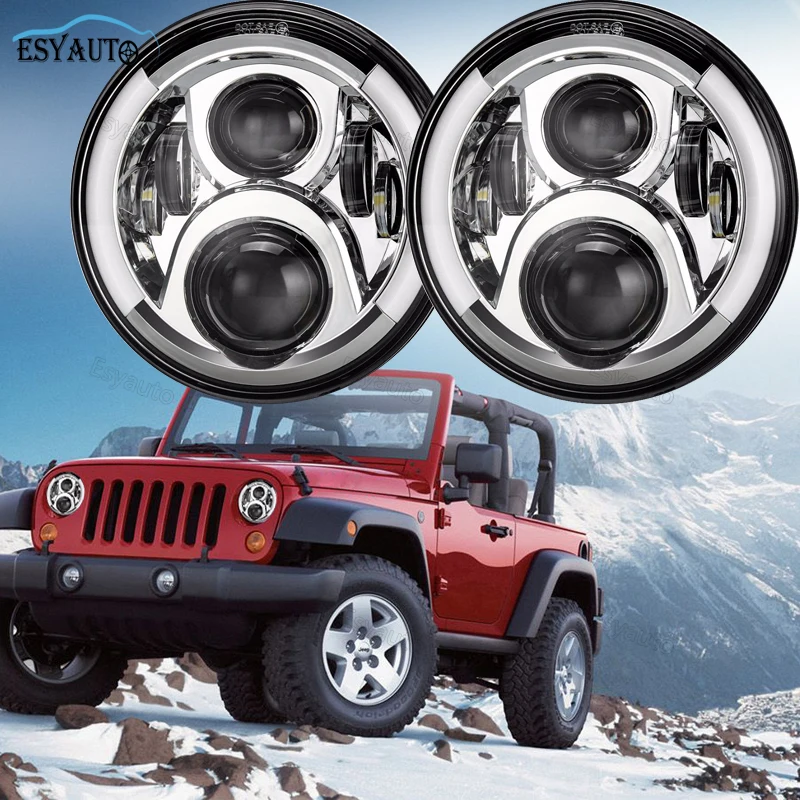 Pair 7inch 60W Angel Eye White DRL&Amber Turn Signal Round LED Headlamp Multi Function Off-Road Faddishness For Jeep Wrangler
Pair 7inch 60W Angel Eye White DRL&Amber Turn Signal Round LED Headlamp Multi Function Off-Road Faddishness For Jeep Wrangler